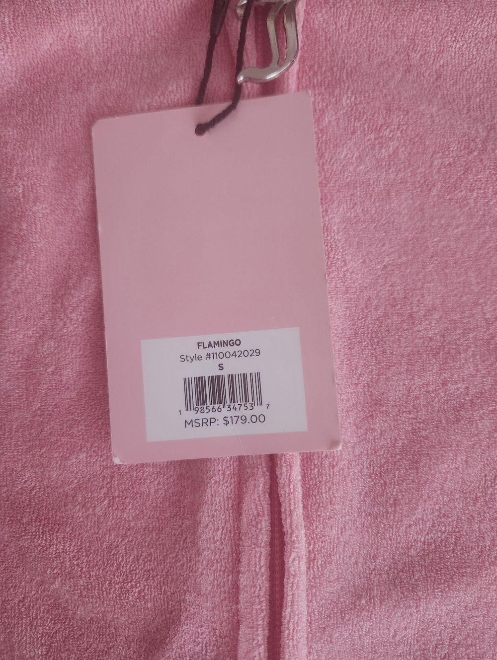 NWT Juicy Couture Pink Terry Cloth Short Sleeve Hoodie With Pockets - Picture 6 of 10